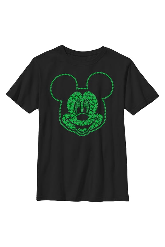 Boy's Mickey & Friends Mickey Mouse Clover Big Smile Graphic Tee Black Medium