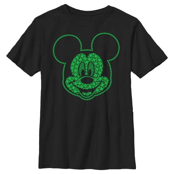 Boy's Mickey & Friends Mickey Mouse Clover Big Smile Graphic Tee Black Medium