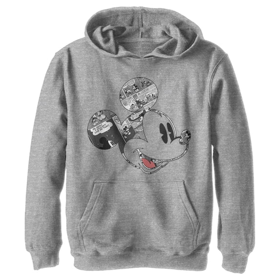 Boy's Mickey & Friends Mickey Mouse Comic Book Pull Over Hoodie Athletic Heather Small