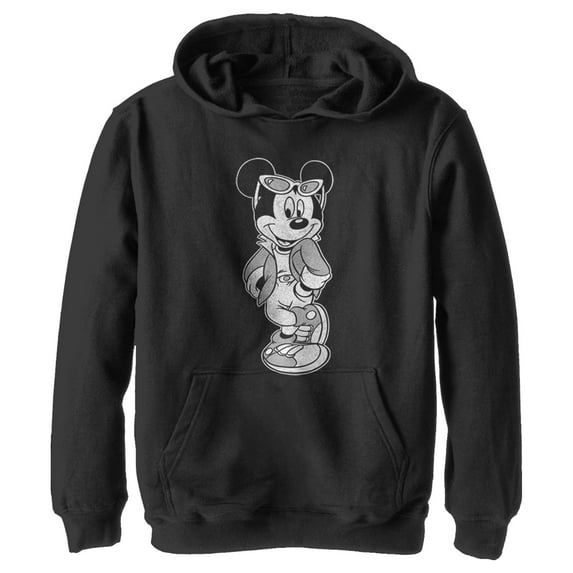 Boy's Mickey & Friends Mickey Mouse Cool Guy Pull Over Hoodie Black Small