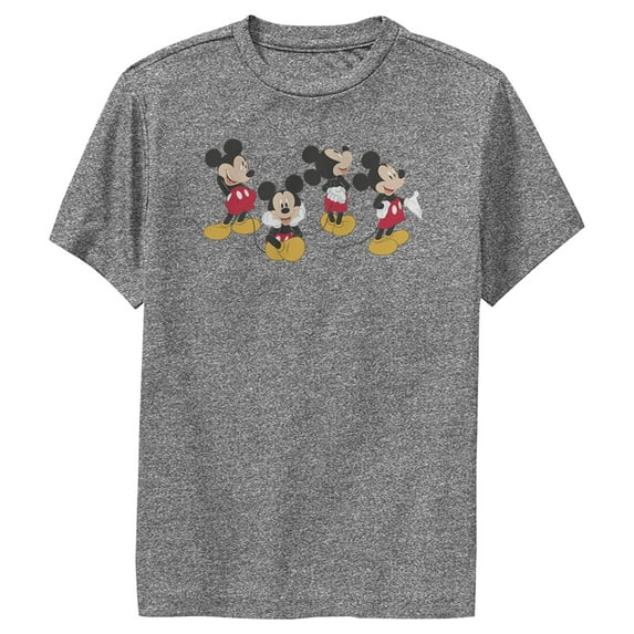 Boy's Mickey & Friends Mickey Mouse Cute Poses Performance Graphic Tee Charcoal Heather Large