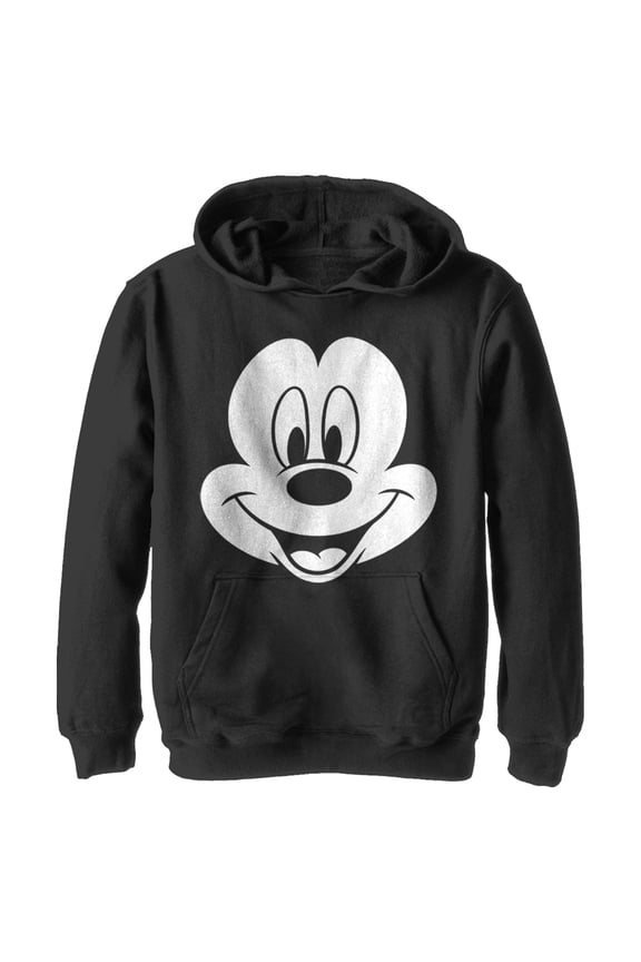 Boy's Mickey & Friends Mickey Mouse Face Pull Over Hoodie Black Small