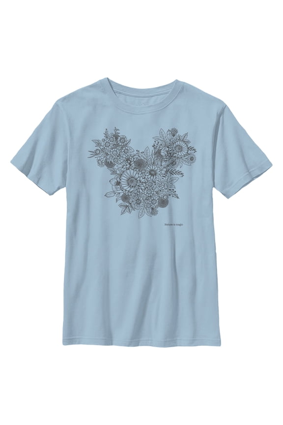 Boy's Mickey & Friends Mickey Mouse Foliage Silhouette  Graphic Tee Light Blue Large