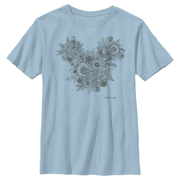 Boy's Mickey & Friends Mickey Mouse Foliage Silhouette Graphic Tee Light Blue X Large