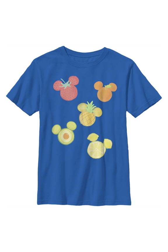 Boy's Mickey & Friends Mickey Mouse Fruit Silhouettes Graphic Tee Royal Blue Large