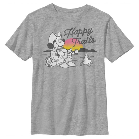 Boy's Mickey & Friends Mickey Mouse Happy Trails  Graphic Tee Athletic Heather Small