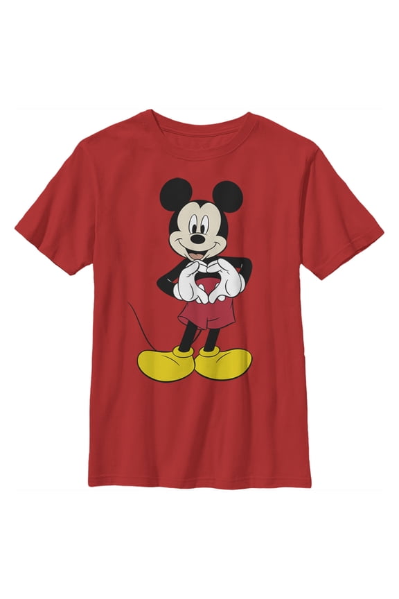 Boy's Mickey & Friends Mickey Mouse Heart  Graphic Tee Red Small