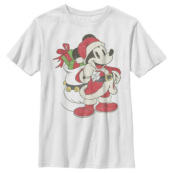 Boy's Mickey & Friends Mickey Mouse Is Santa Graphic Tee White Medium