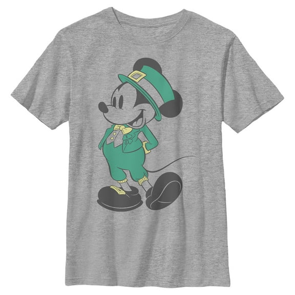 Boy's Mickey & Friends Mickey Mouse Leprechaun  Graphic Tee Athletic Heather Large