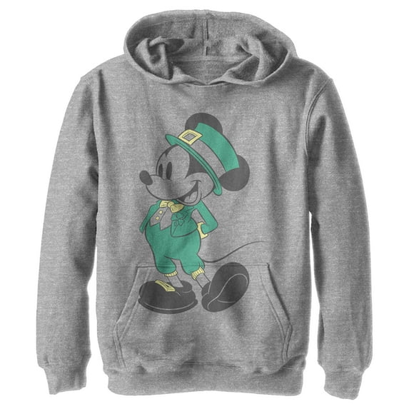Boy's Mickey & Friends Mickey Mouse Leprechaun Pull Over Hoodie Athletic Heather Large