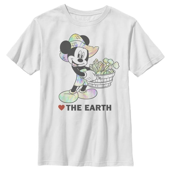 Boy's Mickey & Friends Mickey Mouse Love the Earth Graphic Tee White Small