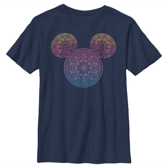 Boy's Mickey & Friends Mickey Mouse Mandala Silhouette  Graphic Tee Navy Blue X Large