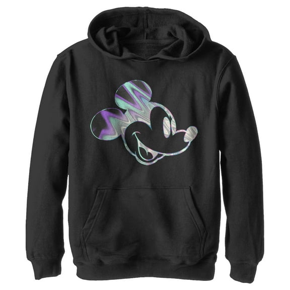 Boy's Mickey & Friends Mickey Mouse Metallic Pull Over Hoodie Black Medium