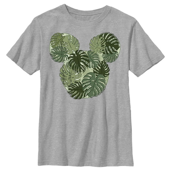 Boy's Mickey & Friends Mickey Mouse Monstera Silhouette  Graphic Tee Athletic Heather Large