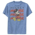 thumbnail image 1 of Boy's Mickey & Friends Mickey Mouse Name Stack Distressed  Performance Graphic Tee Royal Blue Heather Medium, 1 of 4