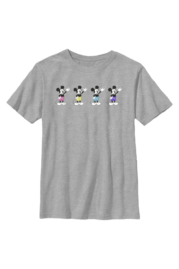 Boy's Mickey & Friends Mickey Mouse Neon Wave  Graphic Tee Athletic Heather Small