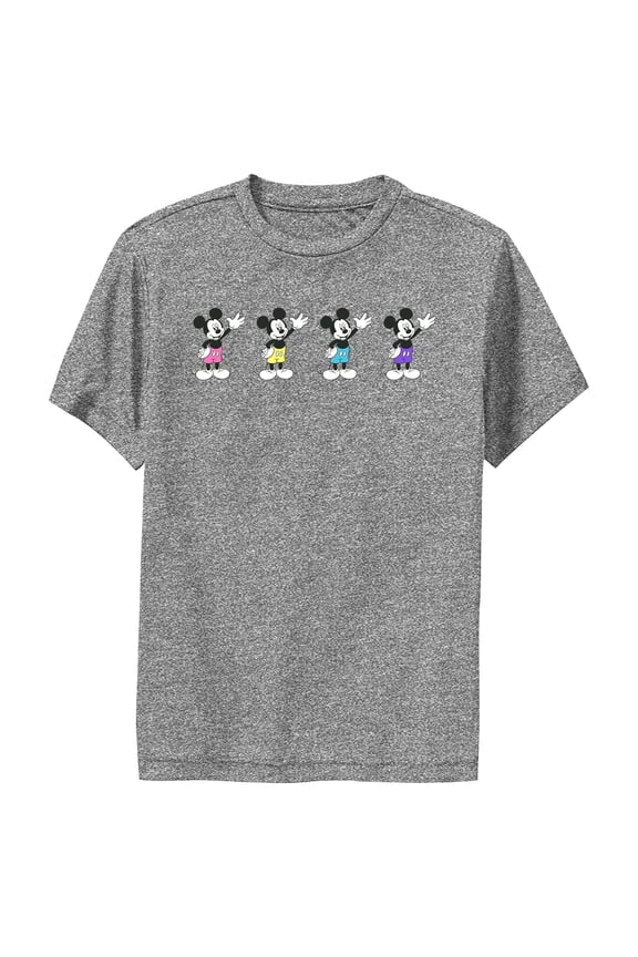 Boy's Mickey & Friends Mickey Mouse Neon Wave Performance Graphic Tee Charcoal Heather Large