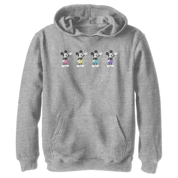 Boy's Mickey & Friends Mickey Mouse Neon Wave Pull Over Hoodie Athletic Heather X Large