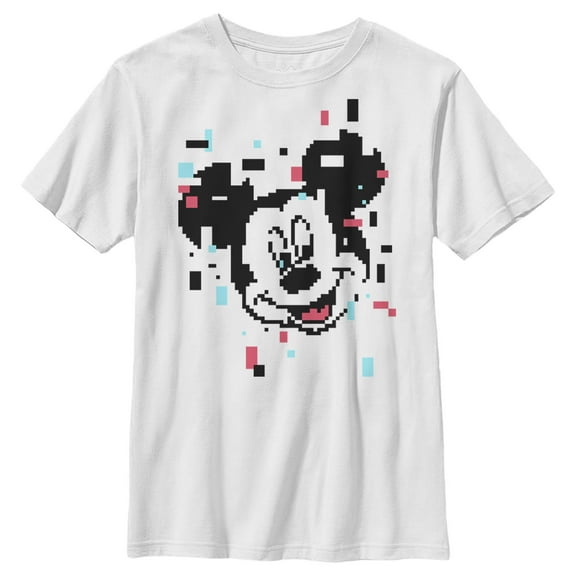 Boy's Mickey & Friends Mickey Mouse Pixels  Graphic Tee White Large