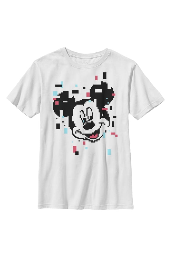 Boy's Mickey & Friends Mickey Mouse Pixels  Graphic Tee White Large