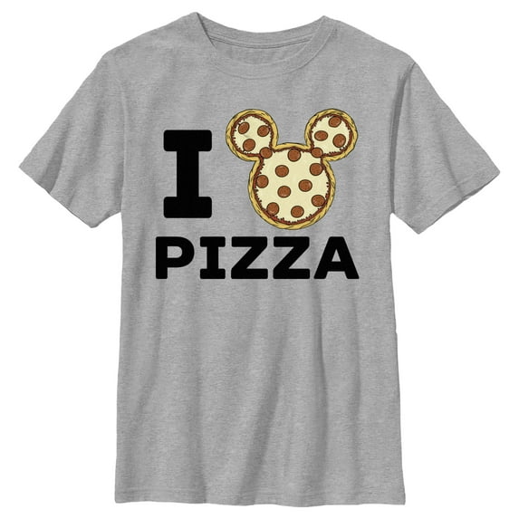 Boy's Mickey & Friends Mickey Mouse Pizza Graphic Tee Athletic Heather Large