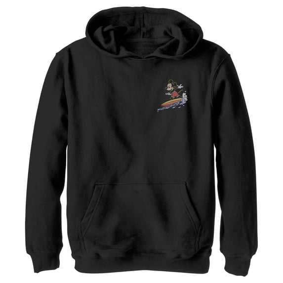 Boy's Mickey & Friends Mickey Mouse Pocket Surfer Pull Over Hoodie Black X Large