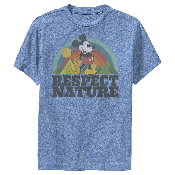Boy's Mickey & Friends Mickey Mouse Respect Nature Performance Graphic Tee Royal Blue Heather Large