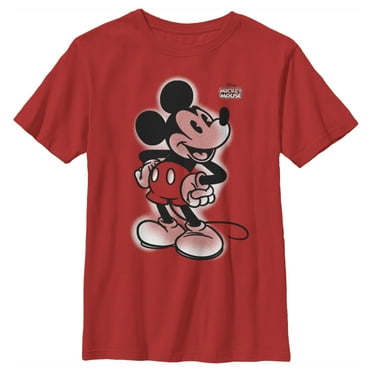 Boy's Mickey & Friends Mickey Mouse Retro Airbrushed  Graphic Tee Red Small