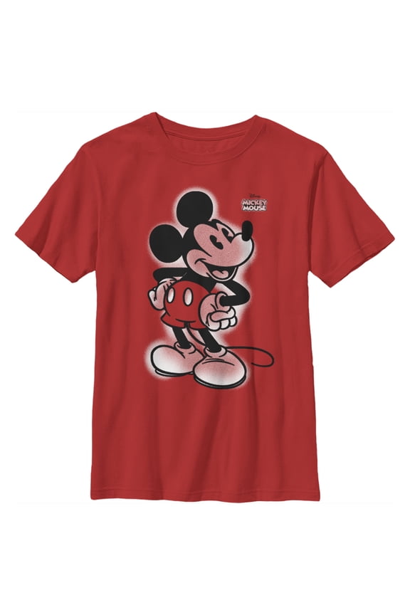 Boy's Mickey & Friends Mickey Mouse Retro Airbrushed  Graphic Tee Red Small