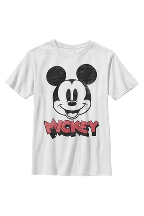 Boy's Mickey & Friends Mickey Mouse Retro Headshot Graphic Tee White Large