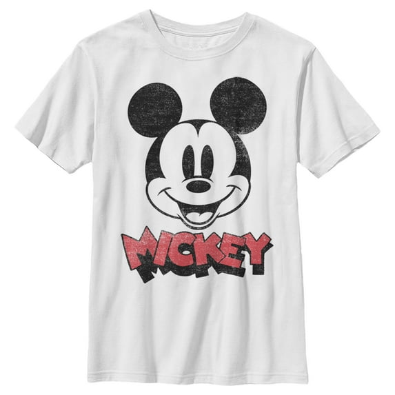 Boy's Mickey & Friends Mickey Mouse Retro Headshot Graphic Tee White Small
