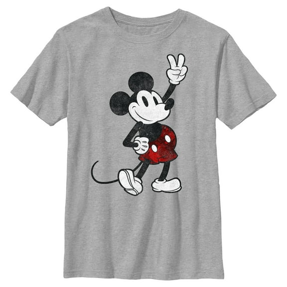 Boy's Mickey & Friends Mickey Mouse Retro Peace Sign  Graphic Tee Athletic Heather Medium