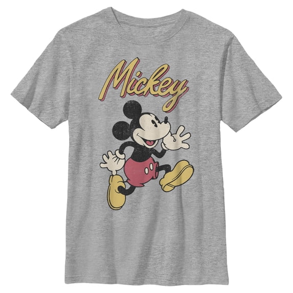 Boy's Mickey & Friends Mickey Mouse Retro Running Graphic Tee Athletic Heather Medium