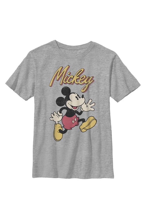 Boy's Mickey & Friends Mickey Mouse Retro Running Graphic Tee Athletic Heather Medium