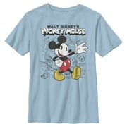Boy's Mickey & Friends Mickey Mouse Retro Sketchbook Graphic Tee Light Blue Small