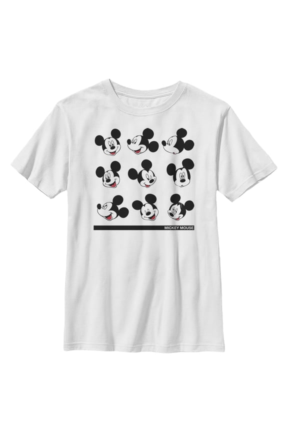 Boy's Mickey & Friends Mickey Mouse Silly Faces Graphic Tee White Large