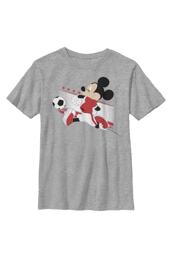 Boy's Mickey & Friends Mickey Mouse Soccer Canada Graphic Tee Athletic Heather Large