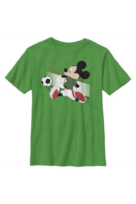 Boy's Mickey & Friends Mickey Mouse Soccer Mexico Graphic Tee Kelly Green Small