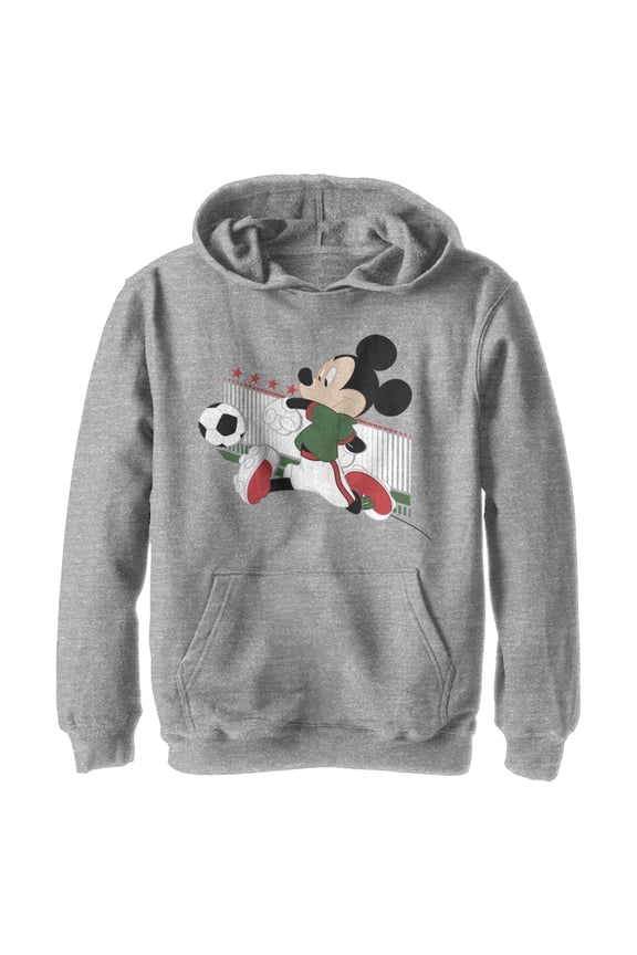 Boy's Mickey & Friends Mickey Mouse Soccer Mexico Pull Over Hoodie Athletic Heather Medium