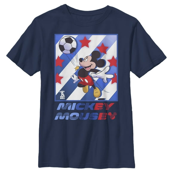 Boy's Mickey & Friends Mickey Mouse Soccer Star Graphic Tee Navy Blue Medium