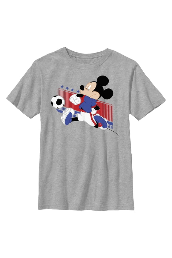 Boy's Mickey & Friends Mickey Mouse Soccer USA Graphic Tee Athletic Heather X Large