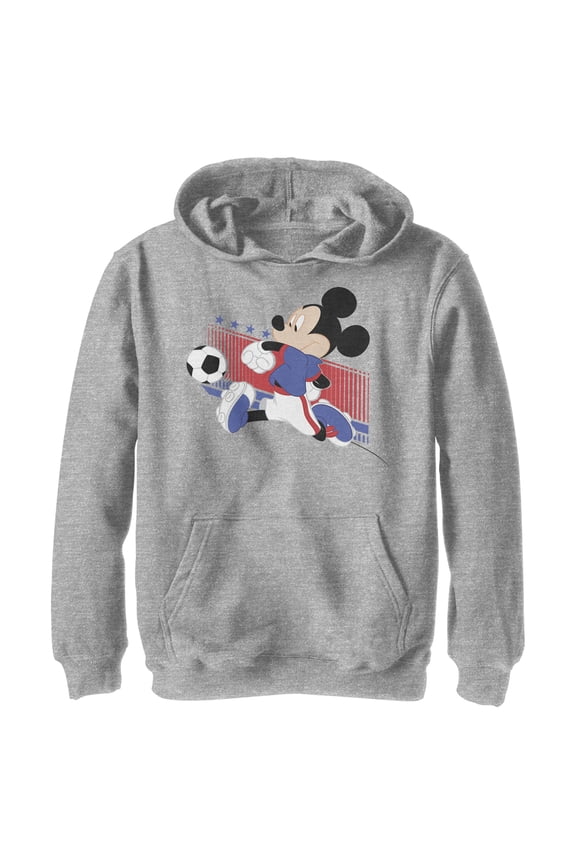Boy's Mickey & Friends Mickey Mouse Soccer USA Pull Over Hoodie Athletic Heather Medium