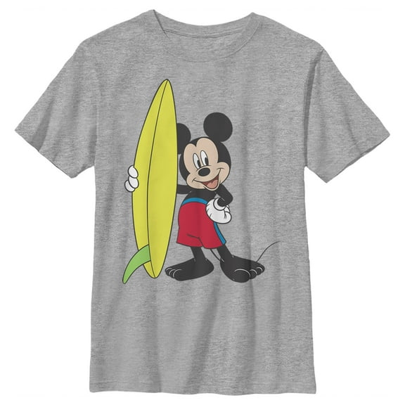 Boy's Mickey & Friends Mickey Mouse Surf Board Graphic Tee Athletic Heather Medium
