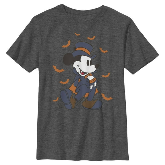 Boy's Mickey & Friends Mickey Mouse The Vampire Graphic Tee Charcoal Heather Large