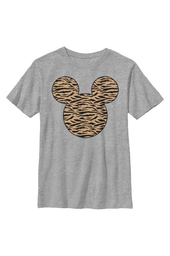 Boy's Mickey & Friends Mickey Mouse Tiger Print Silhouette  Graphic Tee Athletic Heather Small