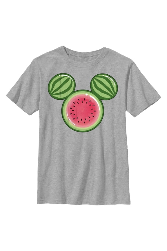 Boy's Mickey & Friends Mickey Mouse Watermelon Silhouette Graphic Tee Athletic Heather X Large