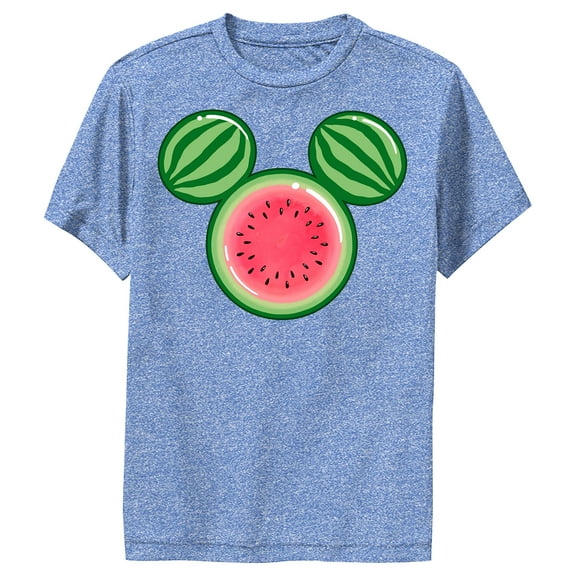 Boy's Mickey & Friends Mickey Mouse Watermelon Silhouette  Performance Graphic Tee Royal Blue Heather Medium