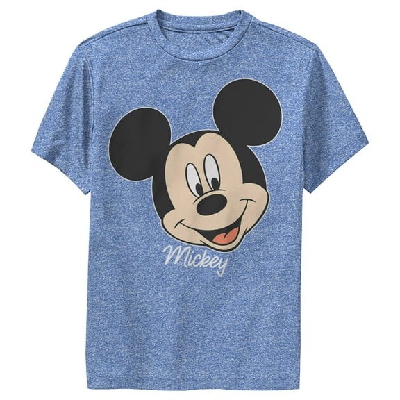Boy's Mickey & Friends Mickey Portrait  Performance Graphic Tee Royal Blue Heather Medium