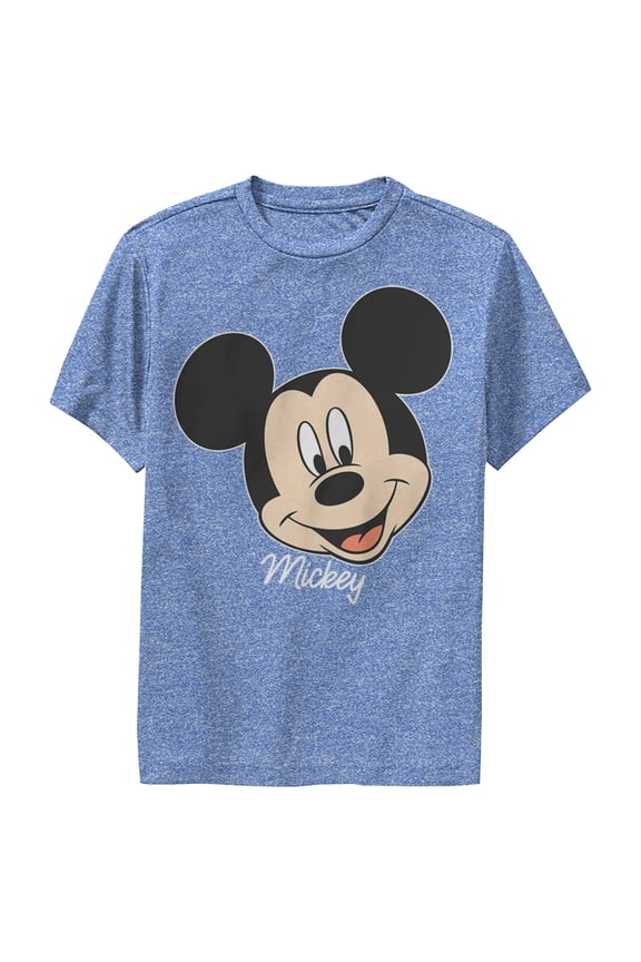 Boy's Mickey & Friends Mickey Portrait  Performance Graphic Tee Royal Blue Heather Medium