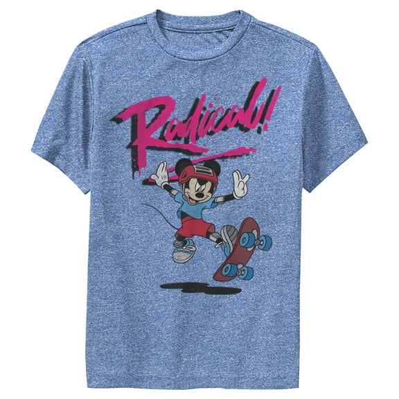 Boy's Mickey & Friends Mickey Radical  Performance Graphic Tee Royal Blue Heather Medium